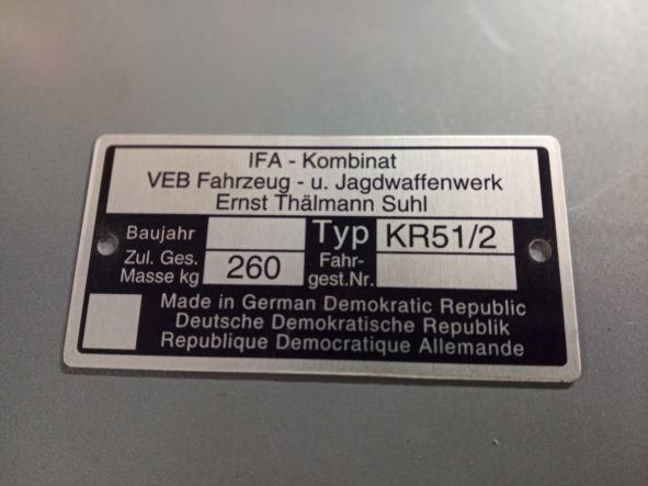 Simson schwalbe Typenschild kr51/2